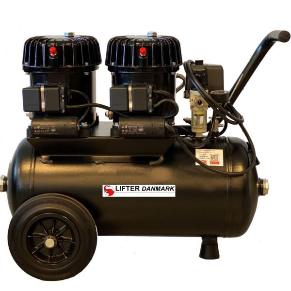 Støjsvag kompressor med 24 l tank.